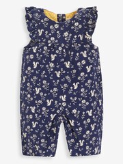 JoJo Maman Bébé China Blue Blue Woodland Squirrel Print Cord Baby Dungarees - Image 1 of 2