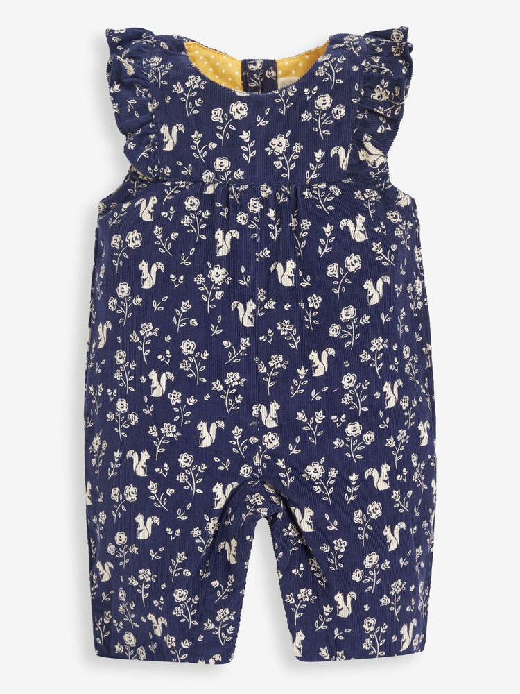JoJo Maman Bébé China Blue Blue Woodland Squirrel Print Cord Baby Dungarees - Image 1 of 2