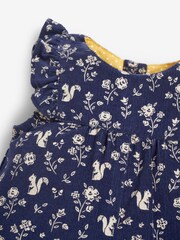 JoJo Maman Bébé China Blue Blue Woodland Squirrel Print Cord Baby Dungarees - Image 2 of 2