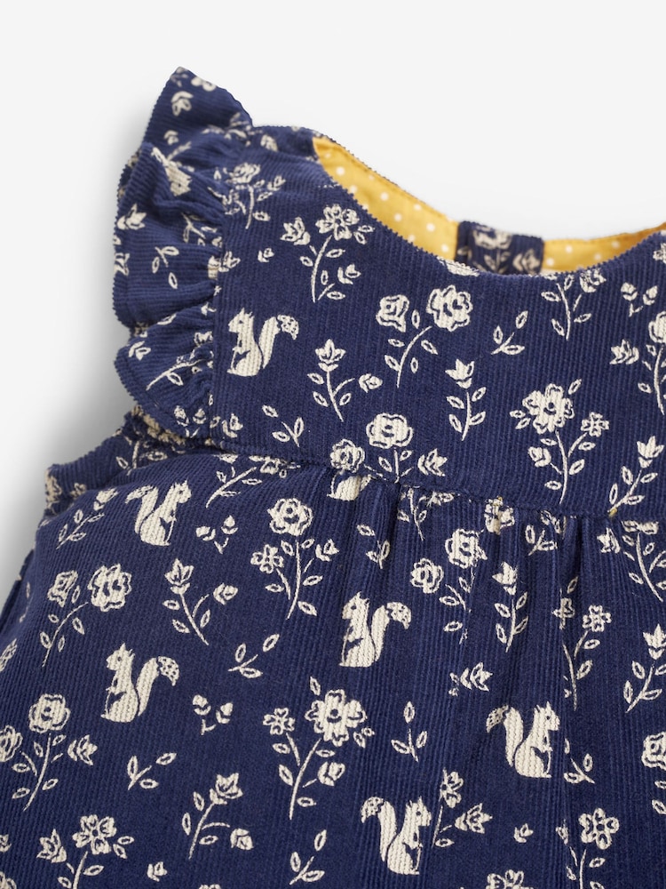 JoJo Maman Bébé China Blue Blue Woodland Squirrel Print Cord Baby Dungarees - Image 2 of 2
