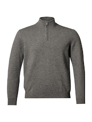 Charles Tyrwhitt Grey Pure Cashmere Quarter Zip Jumper - Image 2 of 4