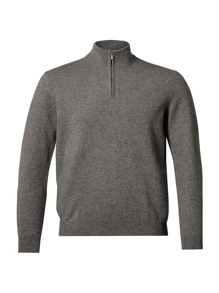 Charles Tyrwhitt Grey Pure Cashmere Quarter Zip Jumper - Image 2 of 4