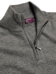 Charles Tyrwhitt Grey Pure Cashmere Quarter Zip Jumper - Image 3 of 4