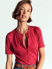 Boden Red Supersoft Short Puff Shirt - Image 2 of 6