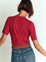 Boden Red Supersoft Short Puff Shirt - Image 3 of 6