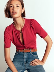 Boden Red Supersoft Short Puff Shirt - Image 4 of 6