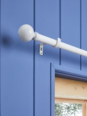 White Ball Finial Extendable Curtain 28mm Pole Kit - Image 2 of 2