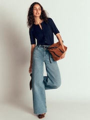 Boden Blue Supersoft Short Puff Shirt - Image 4 of 6