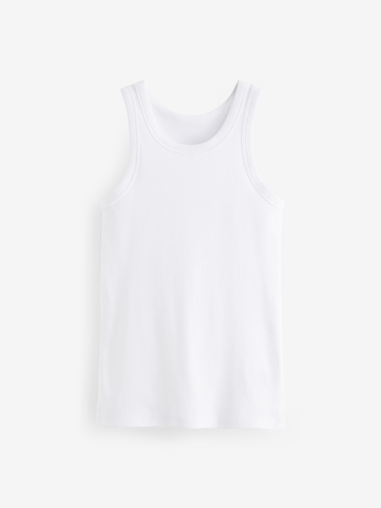 Green/White High Neck Ribbed Racer Vest Tops 2 Pack - Image 7 of 9