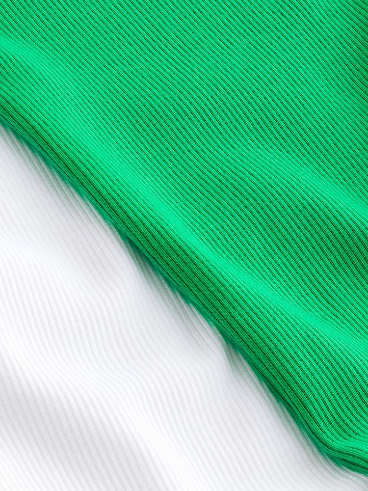 Green/White High Neck Ribbed Racer Vest Tops 2 Pack - Image 8 of 9