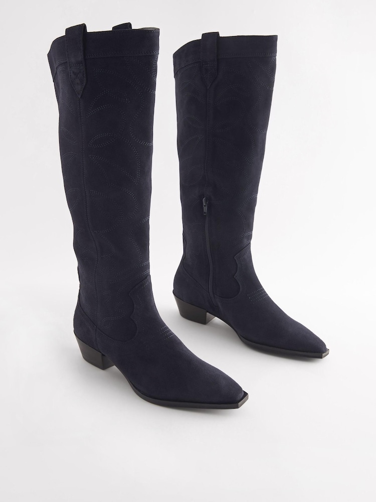 Navy Forever Comfort® Stitched Detail Western Boots - Image 1 of 5