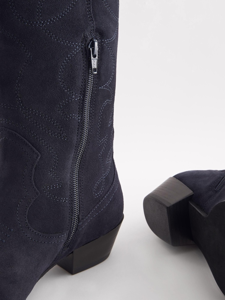 Navy Forever Comfort® Stitched Detail Western Boots - Image 5 of 5