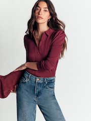 Boden Purple Zip Collar Supersoft Top - Image 4 of 5