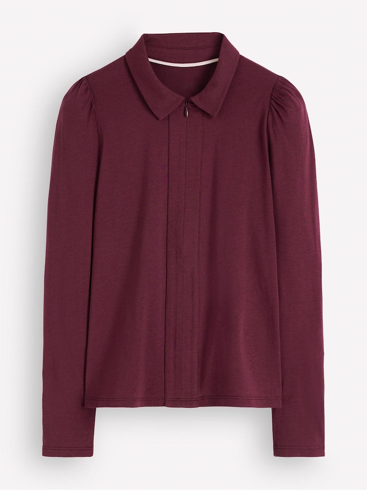Boden Purple Zip Collar Supersoft Top - Image 5 of 5 Boden Purple Zip Collar Supersoft Top - Image 5 of 5