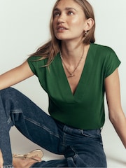 Boden Green Supersoft V-Neck T-Shirt - Image 1 of 6