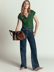 Boden Green Supersoft V-Neck T-Shirt - Image 4 of 6