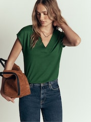 Boden Green Supersoft V-Neck T-Shirt - Image 5 of 6