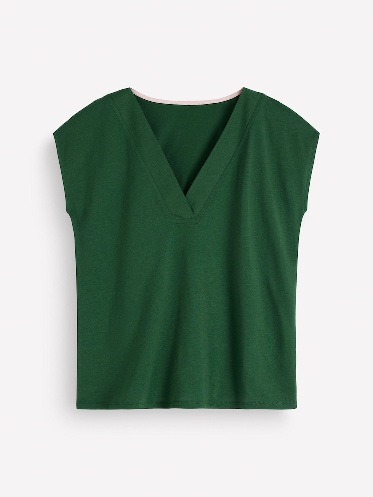 Boden Green Supersoft V-Neck T-Shirt - Image 6 of 6 Boden Green Supersoft V-Neck T-Shirt - Image 6 of 6