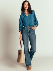 Boden Blue Pia Ruffle Trim Blouse - Image 3 of 6