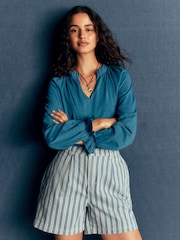 Boden Blue Pia Ruffle Trim Blouse - Image 5 of 6