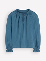 Boden Blue Pia Ruffle Trim Blouse - Image 6 of 6