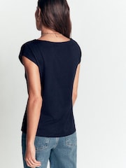 Boden Blue Supersoft Slash Neck T-Shirt - Image 3 of 5
