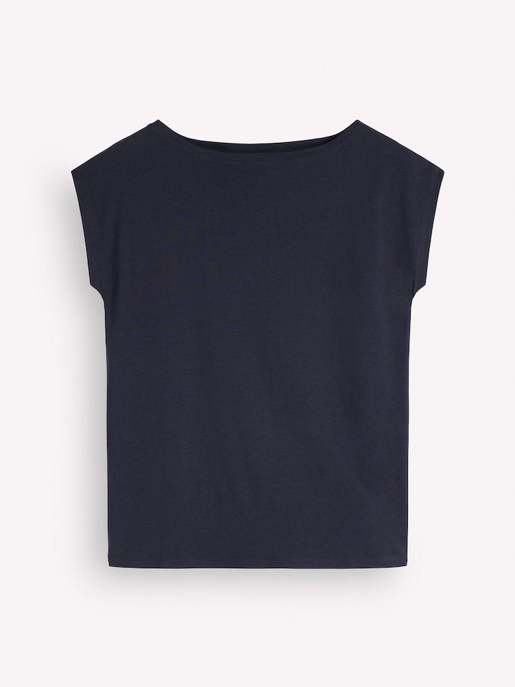 Boden Blue Supersoft Slash Neck T-Shirt - Image 5 of 5 Boden Blue Supersoft Slash Neck T-Shirt - Image 5 of 5