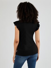 JoJo Maman Bébé Black Crew Neck Flutter Maternity Top - Image 2 of 4