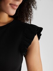 JoJo Maman Bébé Black Crew Neck Flutter Maternity Top - Image 4 of 4