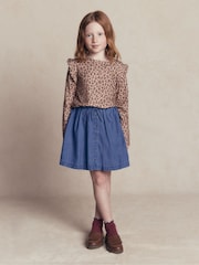 Boden Blue Woven Button-through Skirt - Image 1 of 6