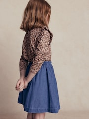 Boden Blue Woven Button-through Skirt - Image 2 of 6