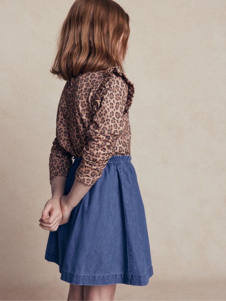 Boden Blue Woven Button-through Skirt - Image 2 of 6 Boden Blue Woven Button-through Skirt - Image 2 of 6