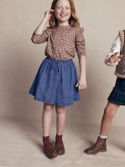 Boden Blue Woven Button-through Skirt - Image 3 of 6