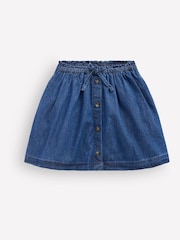 Boden Blue Woven Button-through Skirt - Image 4 of 6