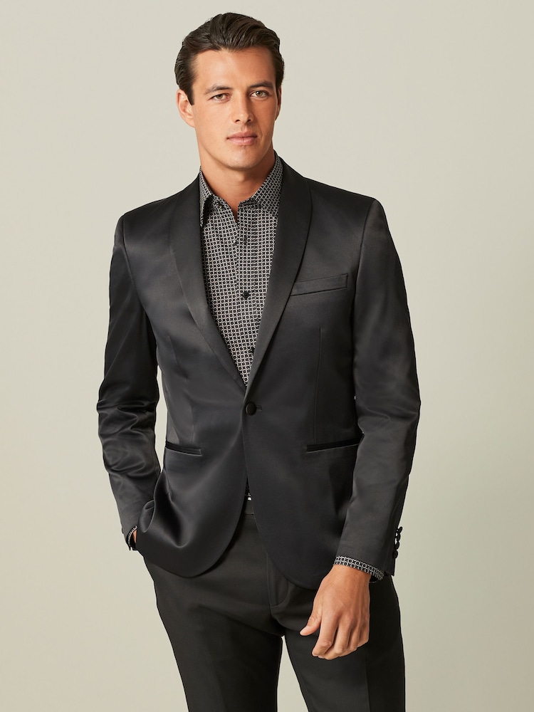 Black Satin Tuxedo Jacket - Image 1 of 10