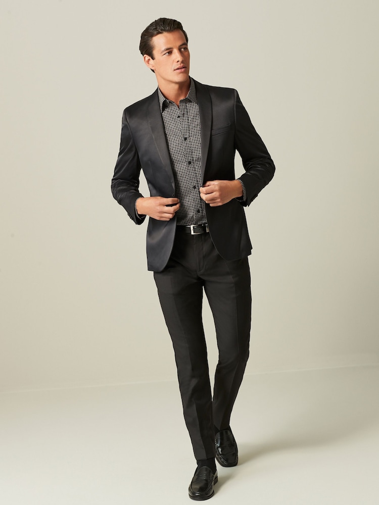 Black Satin Tuxedo Jacket - Image 2 of 10