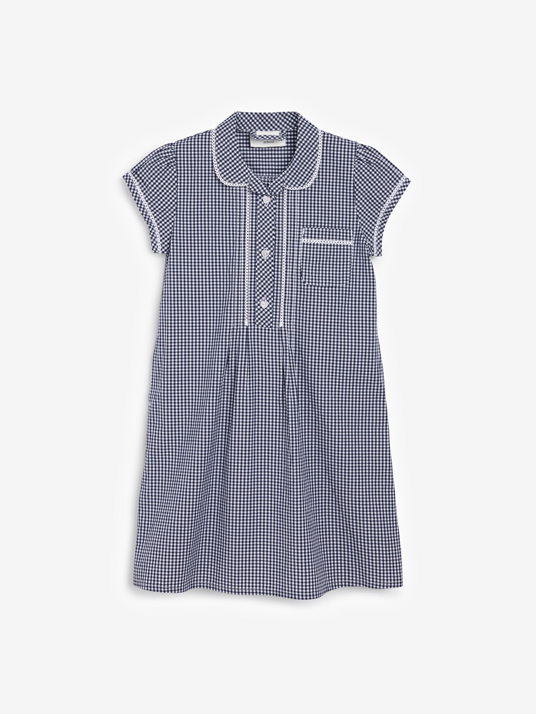 Buy Navy Cotton Rich Button Front Lace Gingham School Dress (3-14yrs) from  Next Singapore