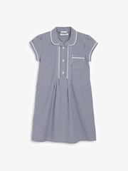 Navy Cotton Rich Button Front Lace Gingham School Dress (3-14yrs) - Image 5 of 7