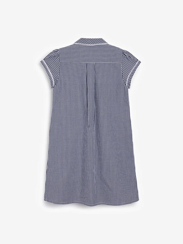 Navy Cotton Rich Button Front Lace Gingham School Dress (3-14yrs) - Image 6 of 7