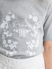 Reiss Grey Marl Bobbi Senior Motif Crew Neck T-Shirt - Image 4 of 6