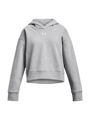 Under Armour Grey Rival Fleece Crop Hoodie - Image 1 of 2