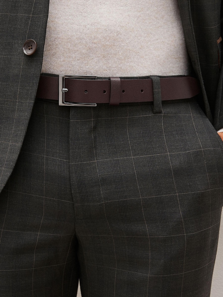 Brown Leather Follicle Detail Belt - Image 1 of 3