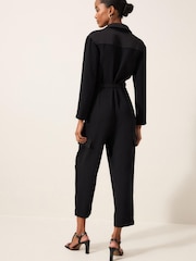 Black Long Sleeve Utility Jumpsuit - Image 3 of 6