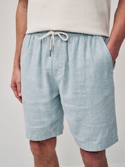 Blue Cotton Linen Dock Shorts - Image 1 of 7