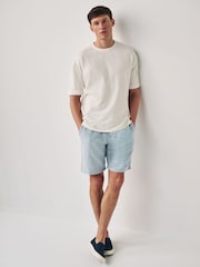 Blue Cotton Linen Dock Shorts - Image 2 of 7
