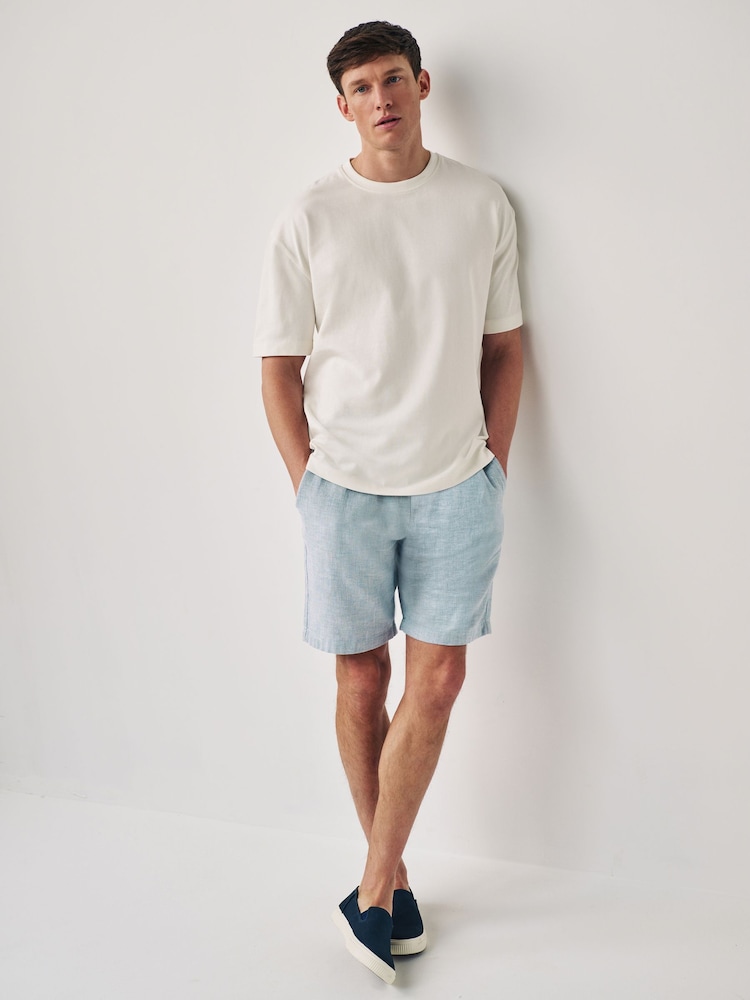 Blue Cotton Linen Dock Shorts - Image 2 of 7