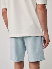 Blue Cotton Linen Dock Shorts - Image 3 of 7