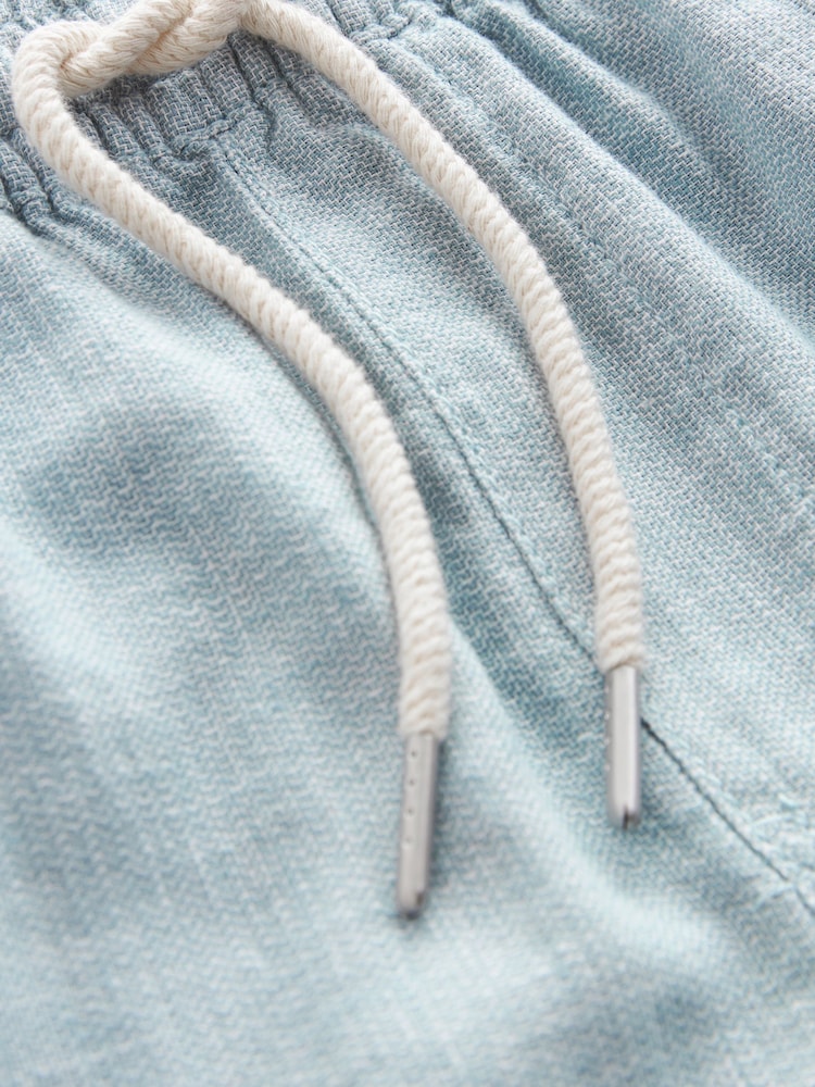 Blue Cotton Linen Dock Shorts - Image 7 of 7