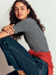 Boden Blue Ribbed Cotton T-Shirt - Image 1 of 7