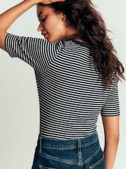 Boden Blue Ribbed Cotton T-Shirt - Image 3 of 7